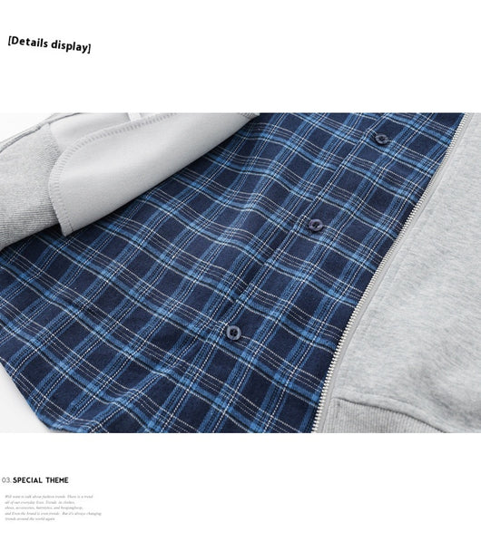 Cardigan Abrigo Cuadrillé con Capucha y Detalles Combinados - Image 12