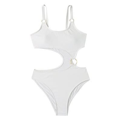Traje de Baño Enterizo Blanco Liso - Estilo Europeo - Image 13
