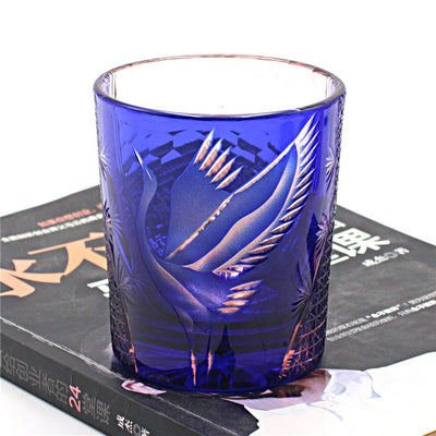 Vaso de Whiskey Edo Kiriko Pino y Grúa - Artesanía Japonesa - Image 6