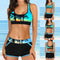 Bikini Estilo Vacaciones con Estampado Digital y Corte Asimétrico