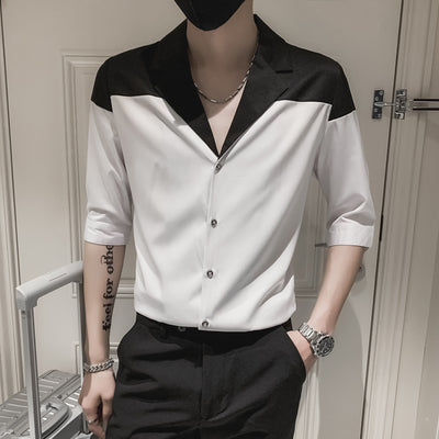 Camisa Slim Fit a Rayas Manga Corta para Hombre - Image 17