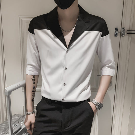 Camisa Slim Fit a Rayas Manga Corta para Hombre - Image 17