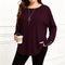 Blusa Casual Talla Grande Manga Larga Color Sólido