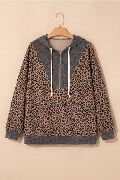 Sudadera Hoodie Khaki con Estampado Leopardo y Cuello Contrastante - Image 11