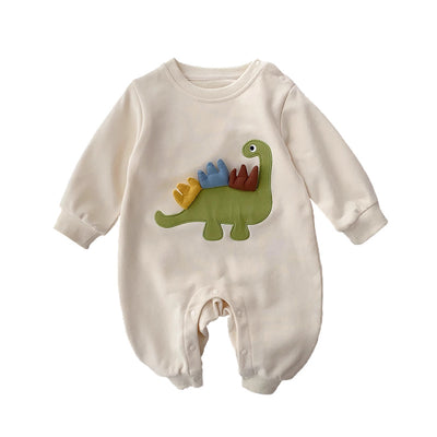 Mameluco de Bebé Primavera-Otoño Dinosaurio Antenas Tricolor Manga Larga - Image 5