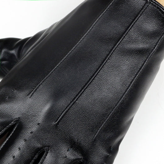 Guantes de Cuero Mitones con Tres Bandas para Hombre - Image 13