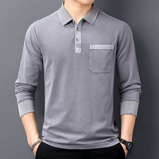 Camiseta Casual de Cuello Solapa para Hombre Maduro - Estilo Moderno - Image 2