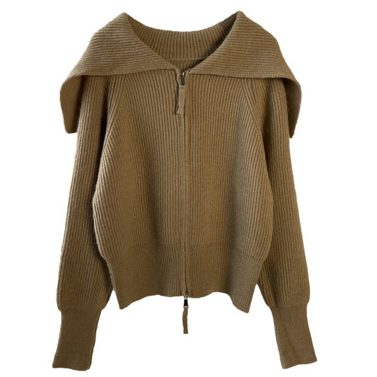 Cardigan Tejido con Cierre de Cremallera y Solapa - Blusa Larga Elegante para Mujer - Image 2