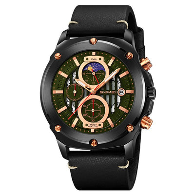 Reloj de Hombre Cuero con Tres Esferas y Seis Agujas - Cuarzo Premium - Image 7