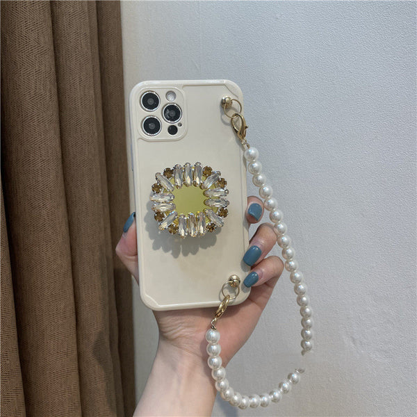 Soporte de Cadena de Perlas con Strass para Funda de Celular