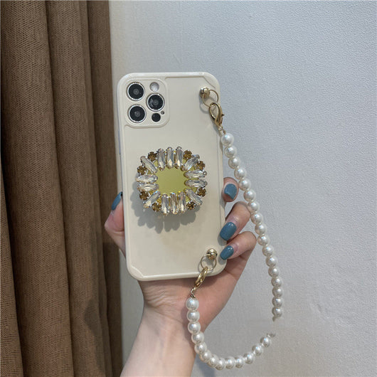 Soporte de Cadena de Perlas con Strass para Funda de Celular
