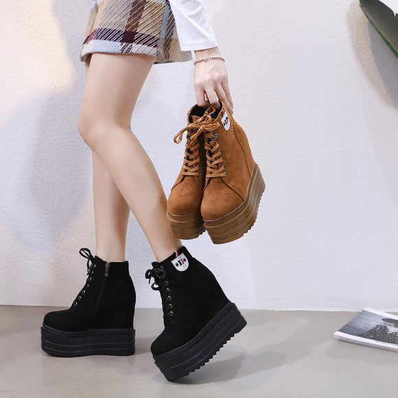 Botas Martin Estilo Salvaje con Aumento Interno 14CM para Mujer