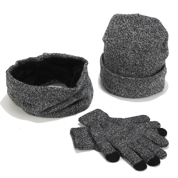 Conjunto Tejido Variegado de Gorro, Bufanda y Guantes de Lana Gruesa