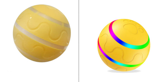 Orange pet wicked ball toy with colorful LED lights and a yellow paw-shaped remote control. - Image 19