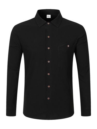 Camisa Cardigan Lino Hombre Fit Relajado Color Sólido - Image 26
