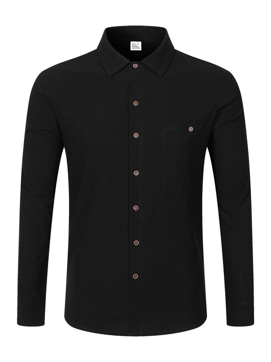 Camisa Cardigan Lino Hombre Fit Relajado Color Sólido - Image 26