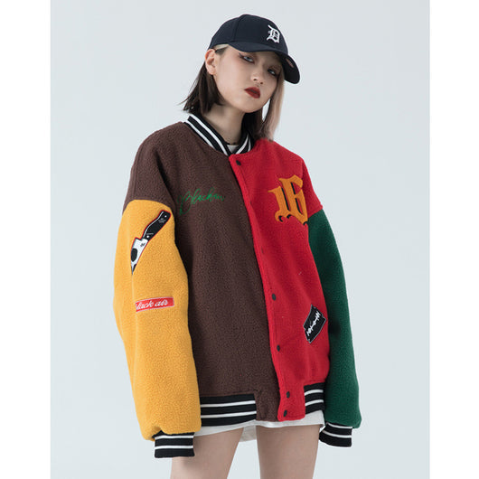 Chaqueta Universitaria Retro de Lana de Cordero para Mujer