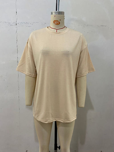 Camiseta Suelta de Largo Medio en Color Liso para Mujer - Image 16
