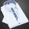 Camisa Business Casual de Manga Larga con Cuello Porcelana Azul y Blanco para Hombre