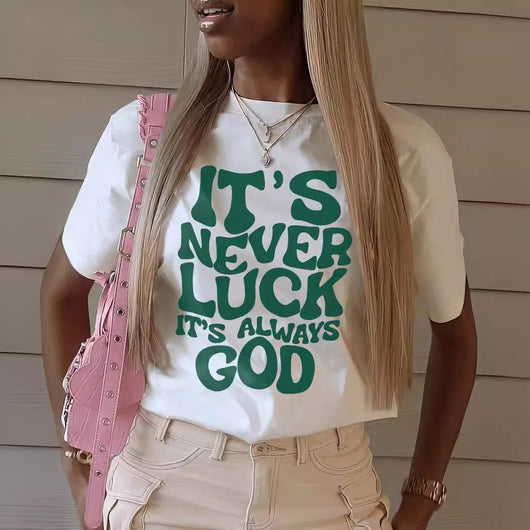 Playera Suelta de Manga Corta con Estampado Coordinado