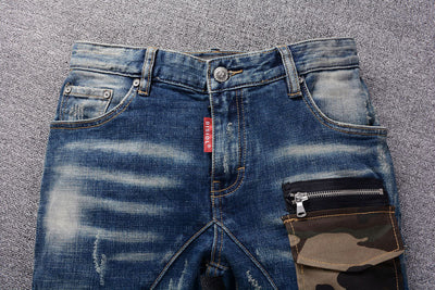 Jeans Slim Vintage Rotos con Parches para Hombre - Image 15