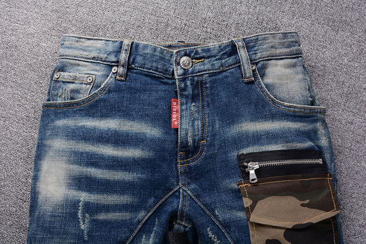 Jeans Slim Vintage Rotos con Parches para Hombre - Image 15