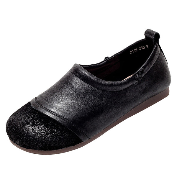 Zapatos Casuales de Cuero para Mujer con Suela Blanda Estilo Retro