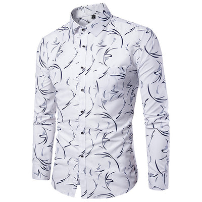 Camisa Estampada Manga Larga Slim Fit para Hombre - Image 3