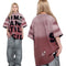 Men's Retro Style Loose Fit Gradient Letter Print Splatter Ink T-Shirt