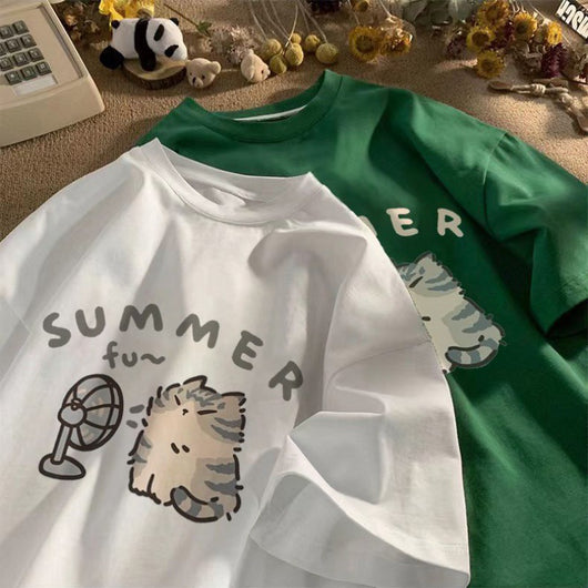Playera Unisex de Algodón Puro con Estampado de Gatito - Image 11