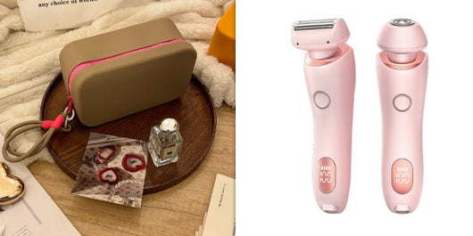 Light blue 2-in-1 electric shaver for women with interchangeable foil and epilator heads, digital display. - Image 13