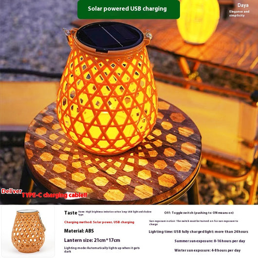 Luces Solares Decorativas Tejidas en Bambú - Image 12