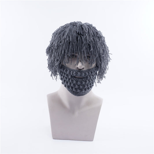 Gorro Tejido Invernal con Barba Desmontable - Sombrero Divertido Unisex