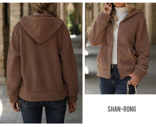 Chaqueta Hoodie Acolchada Suelta con Bolsillos y Cierre para Otoño e Invierno - Image 13