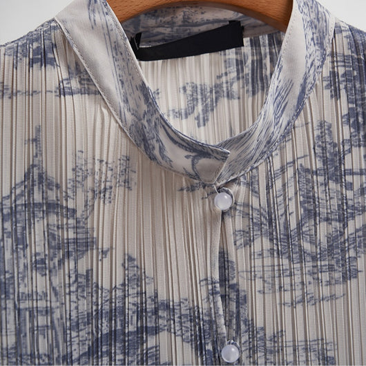 Conjunto Elegante Chaleco y Falda Estilo Chino con Tejido Jacquard Plisado - Image 13