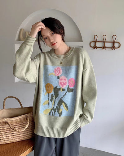 Suéter Tejido Jacquard Oversized en Algodón Suave - Image 6