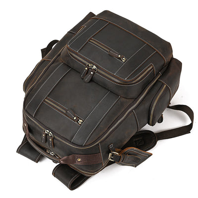 Mochila de Cuero Retro para Hombre - Gran Capacidad y Múltiples Bolsillos - Image 37