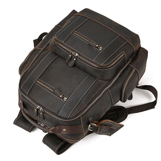 Mochila de Cuero Retro para Hombre - Gran Capacidad y Múltiples Bolsillos - Image 37