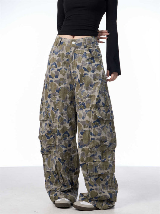 Pantalones Cargo Anchos Camuflaje para Mujer - Estilo Casual y Versátil - Image 6