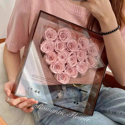 Caja Acrílica Transparente con Flores Eternas - Regalo Romántico para San Valentín - Image 4