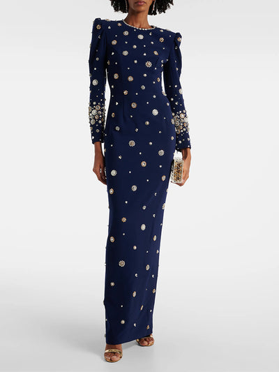 Vestido Largo Slim con Pedrería y Detalles de Alta Costura - Image 14