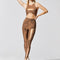 Sostén Deportivo Bronceado con Efecto Brillante - Traje Yoga Transpirable