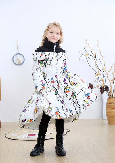 Abrigo Infantil de Plumón Europeo con Diseño Estampado y Lazo en la Cintura - Image 16