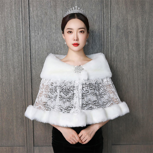 Chal Nupcial Acolchado con Pelaje - Chaqueta Térmica para Vestido de Novia - Image 9