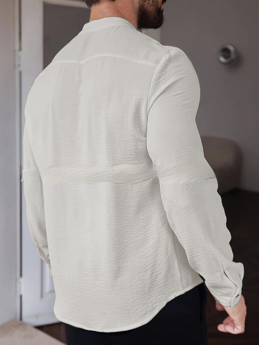Camisa Manga Larga Plisada Personalizable para Hombre - Tela Suave y Cómoda - Image 2
