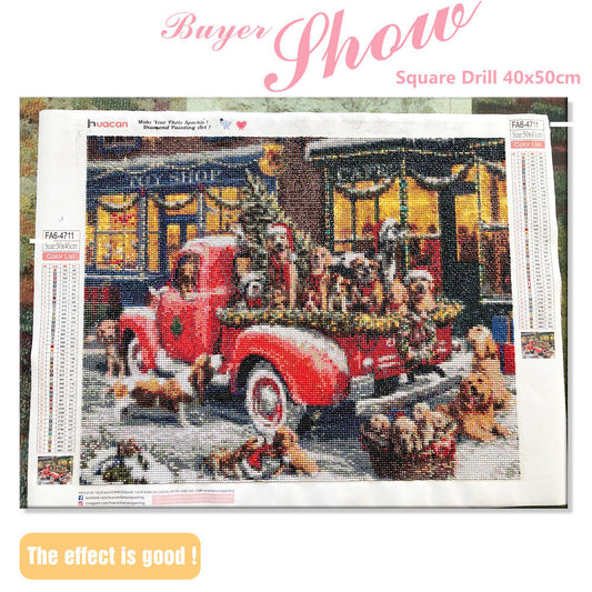 Cuadro Mosaico Navideño Perro - Pintura de Diamantes Artesanal - Image 2