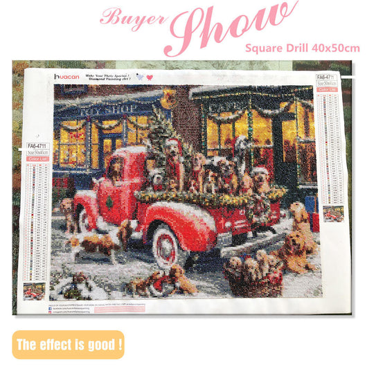 Cuadro Mosaico Navideño Perro - Pintura de Diamantes Artesanal - Image 2