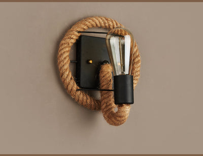 Lámpara de Pared Industrial Retro con Cuerda de Cáñamo - Image 9