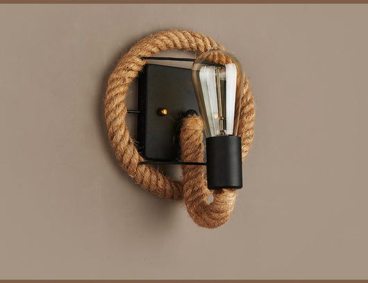 Lámpara de Pared Industrial Retro con Cuerda de Cáñamo - Image 9