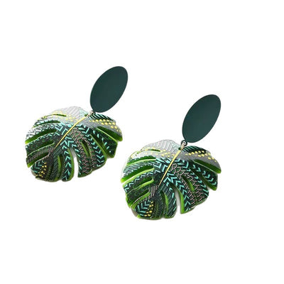 Aretes de Hoja de Palma Verde - Diseño Minimalista Étnico - Image 6